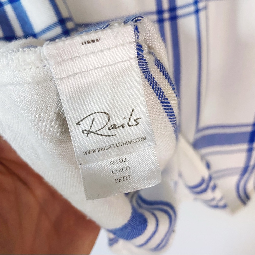Rails White and Blue Short Sleeve Women's flannel plaid Top, Small, SOFT - Picture 13 of 15